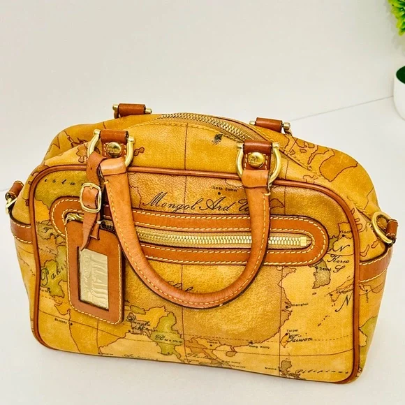 Alviero Martini Brown Map Print purse